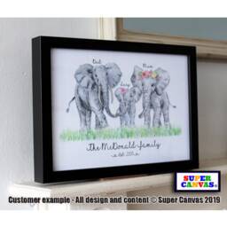 Elephant Family Portrait Personalised Custom Handmade Picture Framed Print Grandparents Friend Mum Wife Daughter Sister Birthday Gift - thumbnail 1