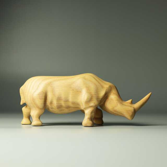Wooden Rhinoceros Sculpture - 18 - image 1