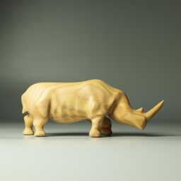 Wooden Rhinoceros Sculpture - 18 - thumbnail 1