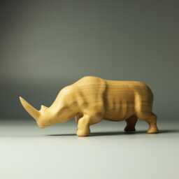 Wooden Rhinoceros Sculpture - 18 - thumbnail 3
