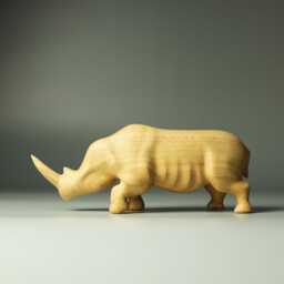 Wooden Rhinoceros Sculpture - 18 - thumbnail 4