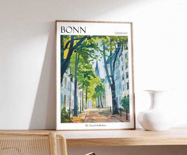 Bonn Germany Travel Poster Rhine River Cityscape Art Print - image 1