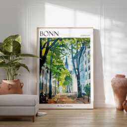 Bonn Germany Travel Poster Rhine River Cityscape Art Print - thumbnail 2
