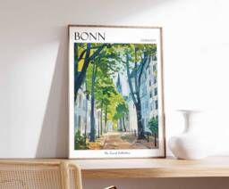 Bonn Germany Travel Poster Rhine River Cityscape Art Print - thumbnail 1