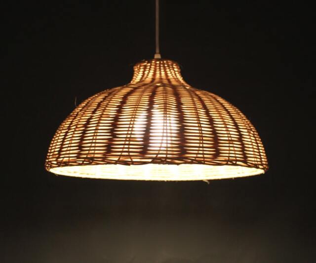Natural Rattan Semicircle Lamp Shade Fixtures-Lighting-Pendant Lights-Decorative Lighting-Bar Lighting-Restaurant Lighting-Room Decor - image 1