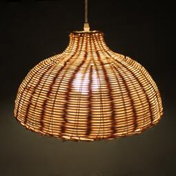 Natural Rattan Semicircle Lamp Shade Fixtures-Lighting-Pendant Lights-Decorative Lighting-Bar Lighting-Restaurant Lighting-Room Decor - thumbnail 2
