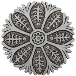 9 Circle Wall Art With Suzani Design, Hanging Floral Decor, Ceramic Tile, Outdoor Mural, Mix Design Aged Silver - thumbnail 3