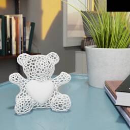 Voronoi Bear Figurine - Lattice With Heart Shelf Sculpture - thumbnail 2