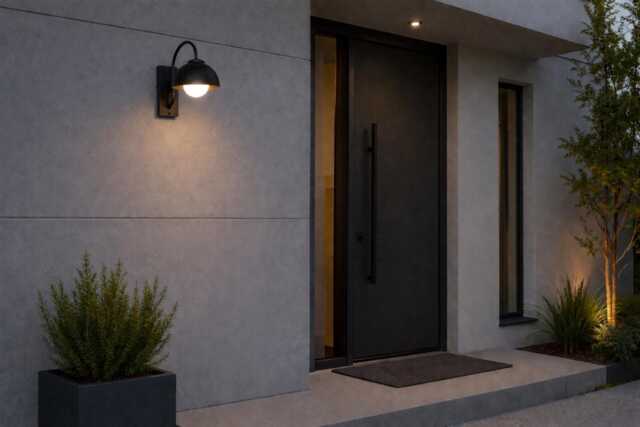 Modern Outdoor Wall Lamp, Exterior Sconce, Glass Globe Light, House Entrance Lamp - image 1
