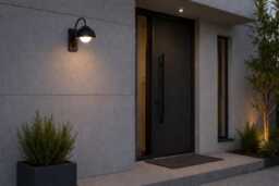 Modern Outdoor Wall Lamp, Exterior Sconce, Glass Globe Light, House Entrance Lamp - thumbnail 1