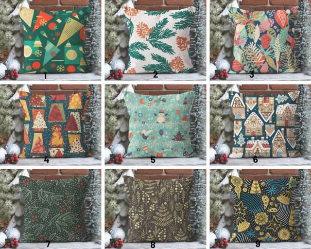 Christmas Geometry Pillowcase/New Year Green Red Leaf Cushion Cover/Merry Case/Snowman Pillow Top/Home, Glass Decor - image 1