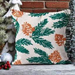 Christmas Geometry Pillowcase/New Year Green Red Leaf Cushion Cover/Merry Case/Snowman Pillow Top/Home, Glass Decor - thumbnail 3