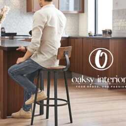 Set Of 2 Industrial Bar Stools With Backrests For Kitchen - Rustic Brown & Black - thumbnail 3
