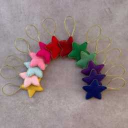 Handmade Wool Felt Stars, Christmas Tree Ornaments, Tiny Wedding Favors Set Of 12 - thumbnail 2