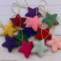 Handmade Wool Felt Stars, Christmas Tree Ornaments, Tiny Wedding Favors Set Of 12 - thumbnail 4