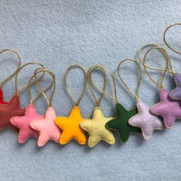 Handmade Wool Felt Stars, Christmas Tree Ornaments, Tiny Wedding Favors Set Of 12 - thumbnail 3