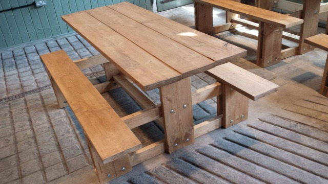 Bespoke Rustic Wooden Picnic Table Garden Furniture Patio Outdoor Dining Bench - image 1
