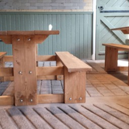 Bespoke Rustic Wooden Picnic Table Garden Furniture Patio Outdoor Dining Bench - thumbnail 2