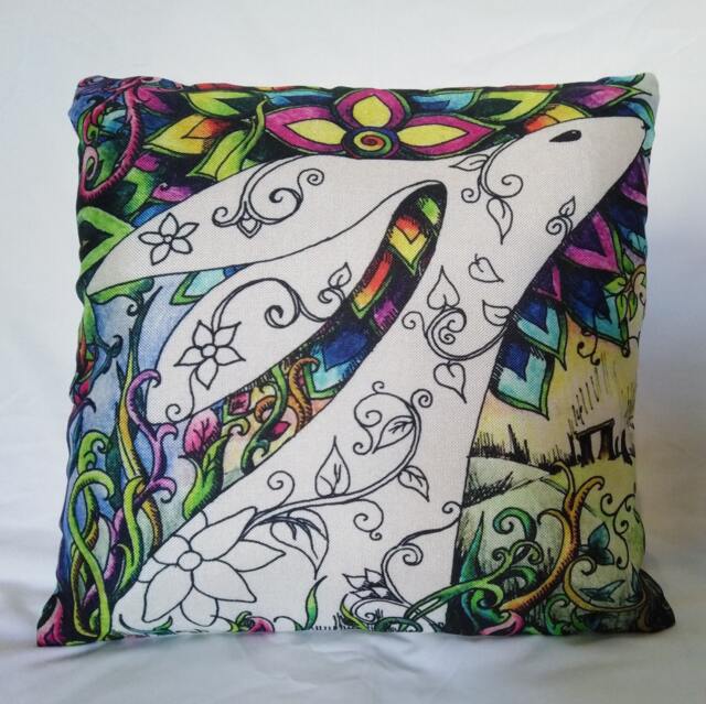 Rainbow Hare Cushion Cover Scatter Pagan Wiccan Home Decor Sofa Chair - image 1