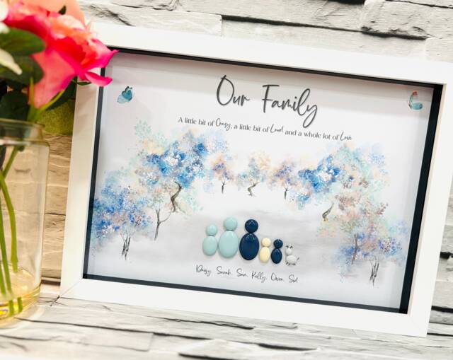 Personalized Pebble People Family Tree Print Unique Wall Art Gift - image 1
