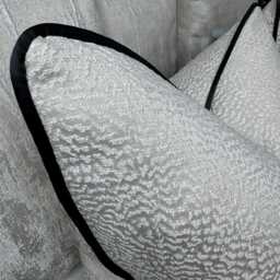 Luxury Pillow Cover, Champagne Cushion Designer Ontario Fabric, Black Piped Sofa Bed Throw - thumbnail 2
