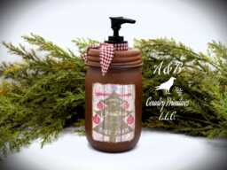 Mountaintop Christmas Tree Farm Mason Jar Hand Soap Dispenser, Grubby With Pump, Country Farmhouse Bathroom Dispenser