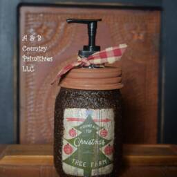 Mountaintop Christmas Tree Farm Mason Jar Hand Soap Dispenser, Grubby With Pump, Country Farmhouse Bathroom Dispenser - thumbnail 2
