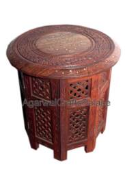 Wooden Centre Table, Sheesham Wood Brass Inlay Table, Coffee Round Side Furniture, Handmade Table