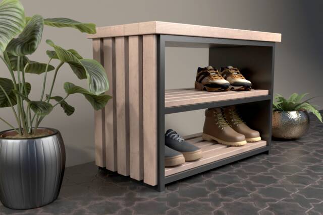 Plans For Wooden Shoe Rack Stand 345Mm X 694Mm 521Mm Diy Digital Woodwork Only UK Metric Mm With Cut Lists - image 1
