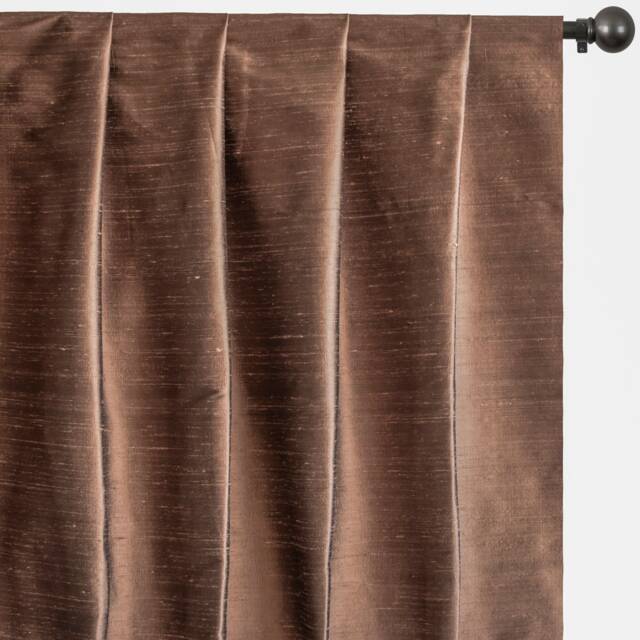 Bronze 100% Pure Silk Dupioni Curtain Panels - Rod Pocket, Grommet, Box Pleat, Three Pinch Tab Top & Plain Ring Top - image 1