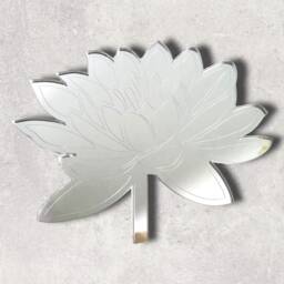 Etched Water Lily Acrylic Mirror Wall Art Shatterproof Decor - thumbnail 2