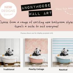 Panda Bear Shaking Head in A Bath Print, Bathing, Funny Bathroom Animal Bathtub, Tub Whimsy - thumbnail 2