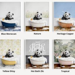 Panda Bear Shaking Head in A Bath Print, Bathing, Funny Bathroom Animal Bathtub, Tub Whimsy - thumbnail 3