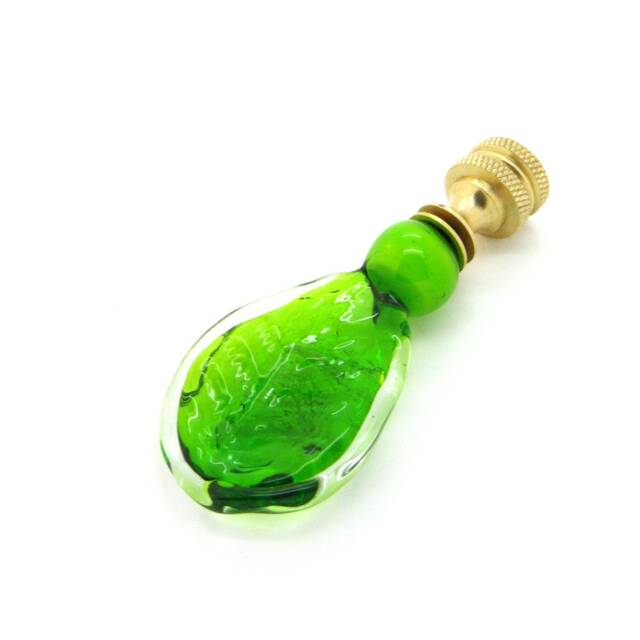 Finial - Handmade Bright Lime-Y Green Venetian Glass Lamp Finial With Texture, Brass, Nickel Or Bronze - image 1