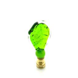 Finial - Handmade Bright Lime-Y Green Venetian Glass Lamp Finial With Texture, Brass, Nickel Or Bronze - thumbnail 2