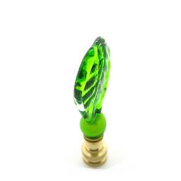 Finial - Handmade Bright Lime-Y Green Venetian Glass Lamp Finial With Texture, Brass, Nickel Or Bronze - thumbnail 3