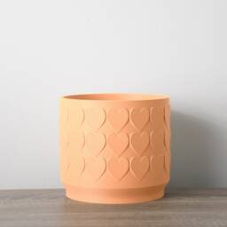 "Heart Planter With Drainage & Saucer in Orange Sherbet, Cute 3D-Printed Plant Pot, Small To Large Sizes 4"" 5"" 6"" 7"" 8" - thumbnail 3