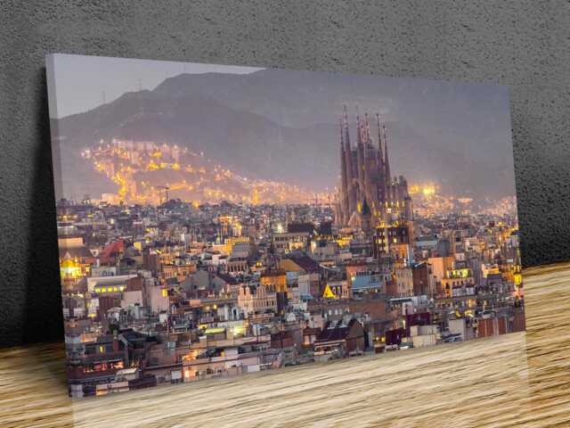 Barcelona Skyline Canvas Print - Sagrada Familia Dusk Cityscape Spain Wall Art - image 1