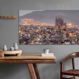 Barcelona Skyline Canvas Print - Sagrada Familia Dusk Cityscape Spain Wall Art - thumbnail 2