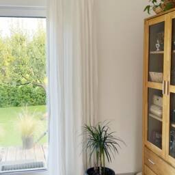 White Linen Curtains For Living Room Windows, in Custom Lenght, Stonewashed Curtain Panel - thumbnail 2