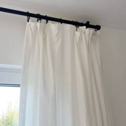 White Linen Curtains For Living Room Windows, in Custom Lenght, Stonewashed Curtain Panel - thumbnail 3
