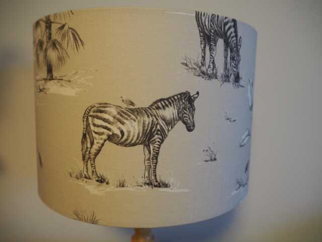 Zebra Lampshade Grey Giraffe Safari Handmade Linen Style Fabric Lamp Shade Drum Table Floor Or Ceiling Pendant Shade Various Sizes - image 1