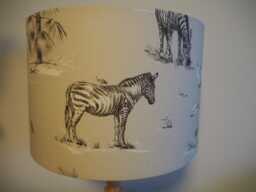Zebra Lampshade Grey Giraffe Safari Handmade Linen Style Fabric Lamp Shade Drum Table Floor Or Ceiling Pendant Shade Various Sizes - thumbnail 1
