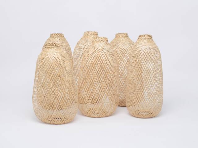 Set Of 6 - Woven Bamboo Baskets/Accessories Supplies For Creating Pendant Lights & Floor Lamps - image 1