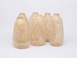 Set Of 6 - Woven Bamboo Baskets/Accessories Supplies For Creating Pendant Lights & Floor Lamps