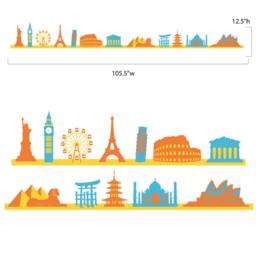 World Landmarks Border - 12 Landmarks - Wall Decal Custom Vinyl Art Stickers - thumbnail 2
