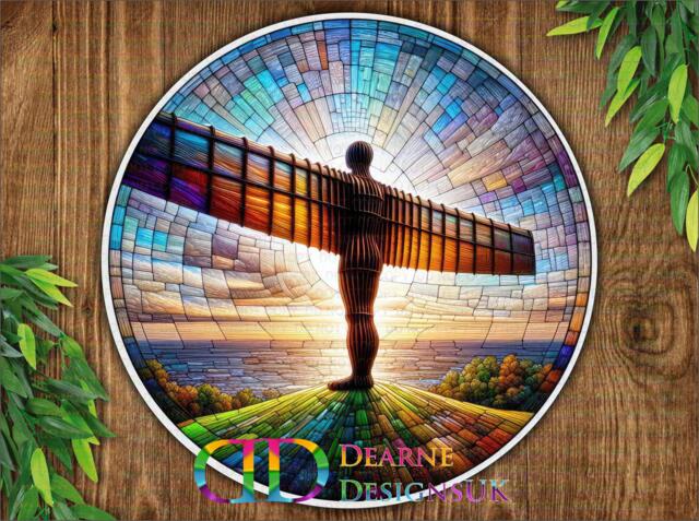 Angel Of The North Metal Sign, Faux Stained Glass Art, UK Landmark Decor - image 1