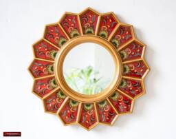 Decorative Red Round Mirror 18.5