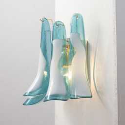 Murano Glass Sconce - Five Teal Petali Mid-Century Italian Wall Mounted Light - thumbnail 4