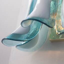 Murano Glass Sconce - Five Teal Petali Mid-Century Italian Wall Mounted Light - thumbnail 4